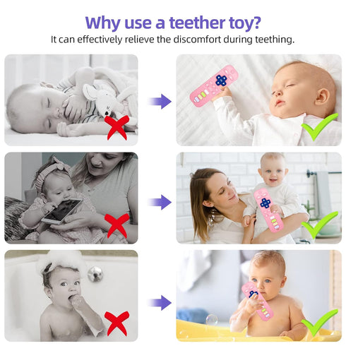 3 6 9 12 18 24 Chuya Baby Teether TV Remote Control Shape Teething Toys for Babies Months for Infants Teething Relief