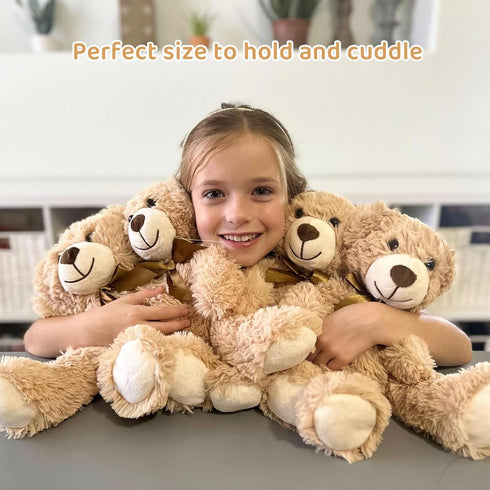 6 Packs 14in MorisMos Teddy Bears Bulk Stuffed Animals, Small Teddy Bear Plush, Cute Stuffed Bears for Centerpiece Baby