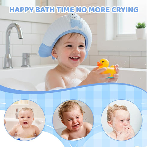 NCXFTP Baby Hair Washing Shield, Bath Visor for Toddlers and Baby Shower Cap, Toddler Hair Washing Shield with Blue