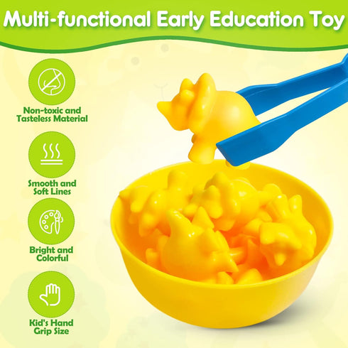 Counting Dinosaur Toys Matching Games with Sorting Bowls, Sorting Toys for Toddlers, Preschool Learning Activities for
