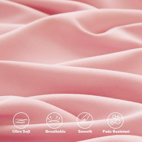 3 Set KKJIAF Piece Toddler Sheet Microfiber, Includes a Flat Sheet, a Fitted Sheet and a Ruffle Pillowcase, Light Pink