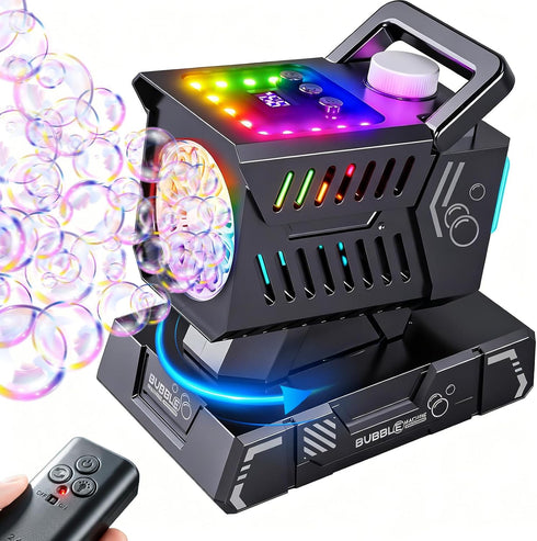 SHCKE Bubble Machine Remote Control,1800mAh Rechargeable Battery 100 Mins/USB-C Charging,Auto Rotation &