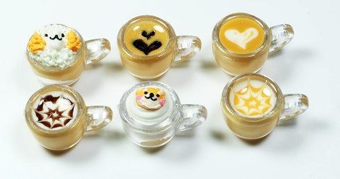 6 Mix Coffee Latte Art Dollhouse Miniature Tiny Beverage Accessories for Collectibles