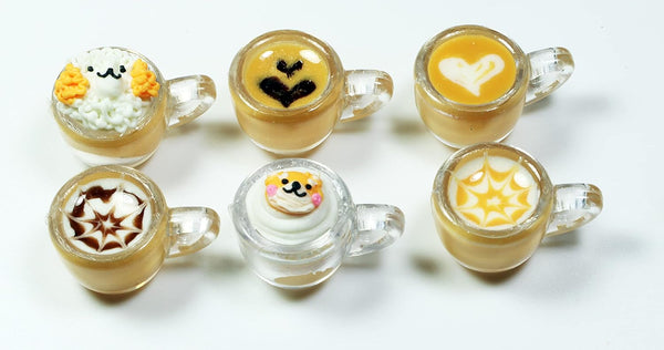 6 Mix Coffee Latte Art Dollhouse Miniature Tiny Beverage Accessories for Collectibles