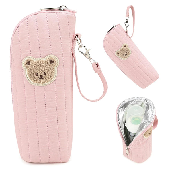 Sgqtqybk Insulated Baby Bottle Bag with Adorable Bear Embroidery - Breastmilk Cooler Travel