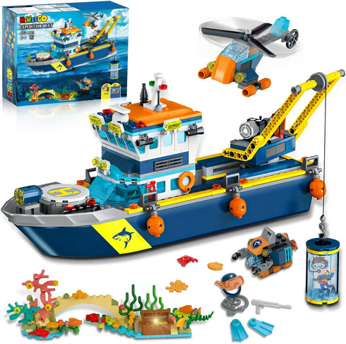 HiWEEGO City Floatable Boat Building Set with LED Light - Ocean Arctic