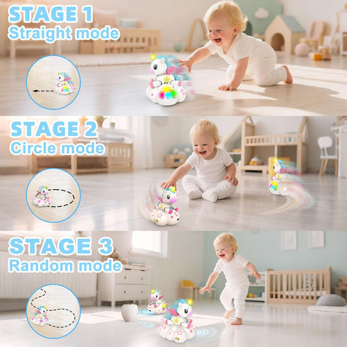 6 12 1+ Tummy ABC/123 1 Musical Unicorn Toys for to Months - Baby Crawling Toy with Light-up for Year Old Girl