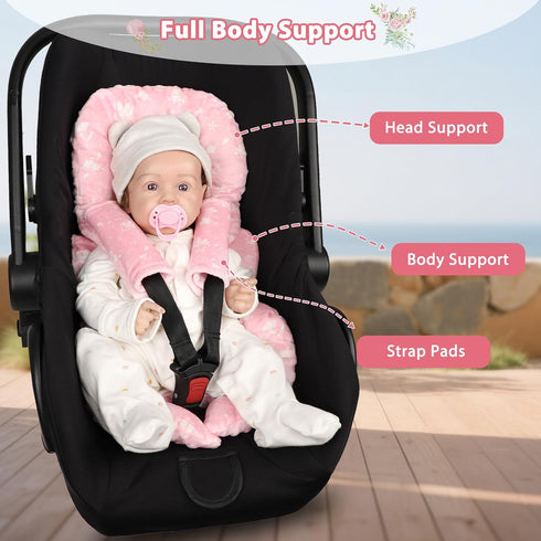 Ultra-Soft Newborn Car Seat Insert in Pink - Ideal for Infant Car Seats, Strollers & Swings
