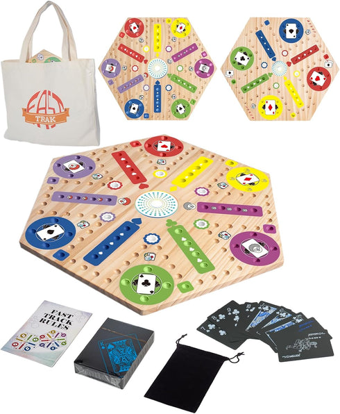 Extguds Fast Track Marble Board Game, Wahoo Board Game Double Sided Painted, Fast