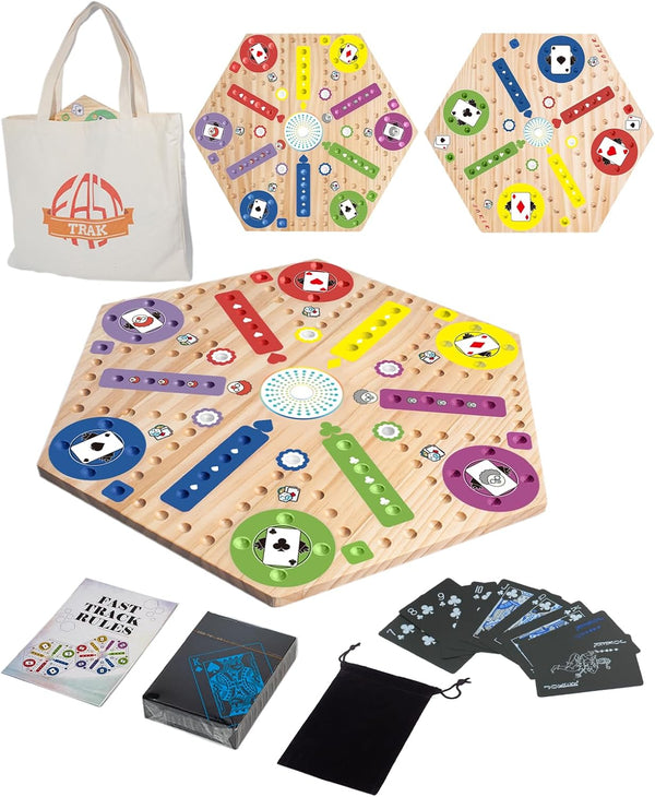 Extguds Fast Track Marble Board Game, Wahoo Board Game Double Sided Painted, Fast