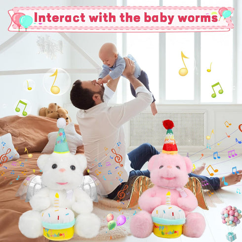 Elderly14"(White) Singing Happy Birthday Song Teddy Bear Plush Toys Singing Angel Teddy Bear Stuffed Animal Dancing