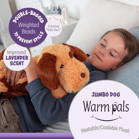 1i4 Group Jumbo Weighted Hugs by Warm Pals – Dog – 4lbs – Cozy Microwavable Lavender Scented Plush Toy