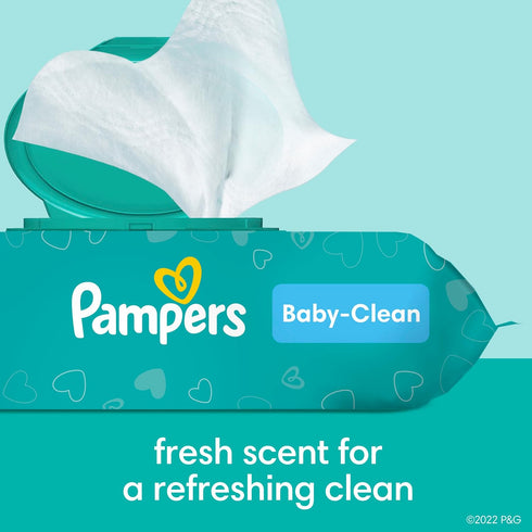 864 (12 Packs) Pampers Baby Wipes, Complete Clean Baby Fresh Scented Wipe, Gently Cleans Head to Toe, Total Flip-Top