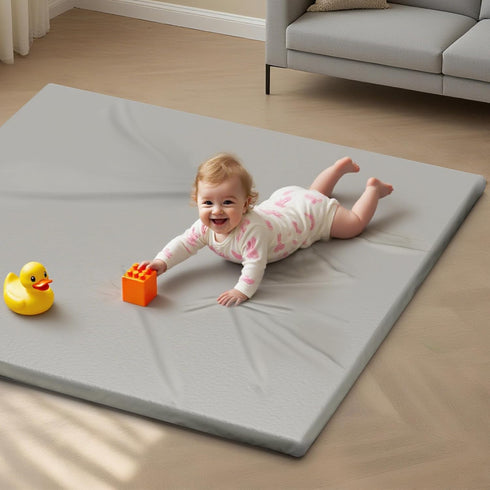 Sofoliana Vegan Leather Baby Play Mat, 50x50 Thicken Foam Cushioned & Waterproof Playpen