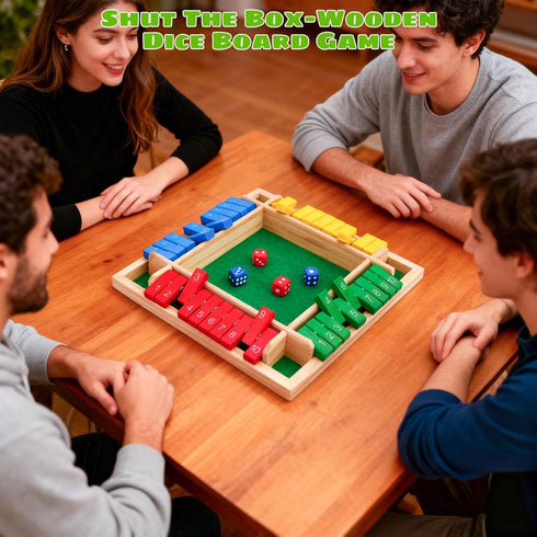 URYAZO 4 8 Shut The Box Game Player Classics Dice Game Family Wooden Board Games Table Math Entertainment Dices