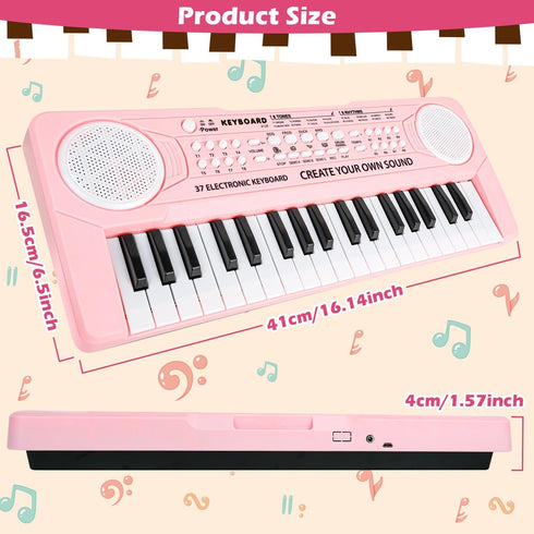 37 3 4 5 6 M SANMERSEN Kids Keyboard Piano Keys Early Learning Instrument with Microphone Toy for Girls Boys Birthday