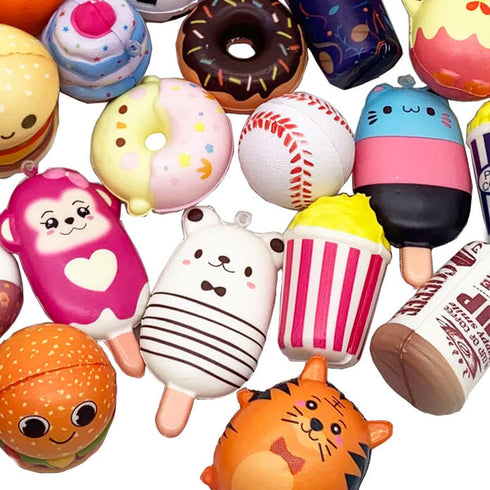 30 Pack Squishies Sets, Slow Rising Kawaii Cute (1pc Jumbo + 29pcs Medium/Mini Size) Random Cake Bread Panda Bun