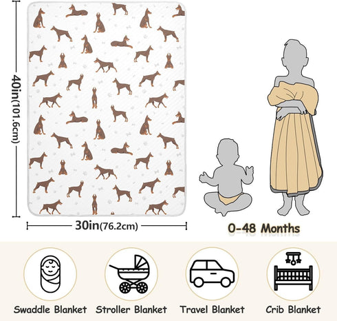 KICPOAY Doberman Pinscher Dogs Baby Swaddle Blanket for Boys and Girls, Muslin Baby Receiving Swaddle Blanket, Soft
