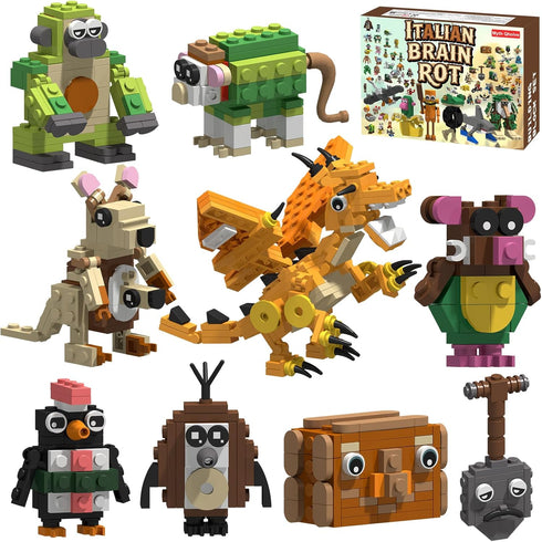 Myth Qholve Italian Brain Rot Unique Cartoon Characters Building Blocks 9 in 1 Educational