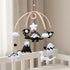 Dinosaur Crib Mobile High-Contrast Black & White Nursery Decor for Newborn Baby