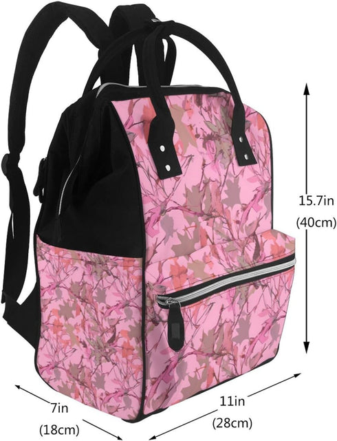 DWVTSLH Backpack Mummy Backpack Pink leaves Camo Diaper Bag Multifunction Nappy Bags Waterproof Large Capacity Travel