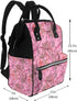 DWVTSLH Backpack Mummy Backpack Pink leaves Camo Diaper Bag Multifunction Nappy Bags Waterproof Large Capacity Travel