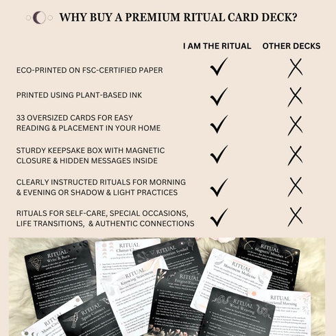 I AM THE RITUAL: Eco-Printed Premium Oracle Set, 33 Card Deck for Self-Healing Affirmations and Personal Growth