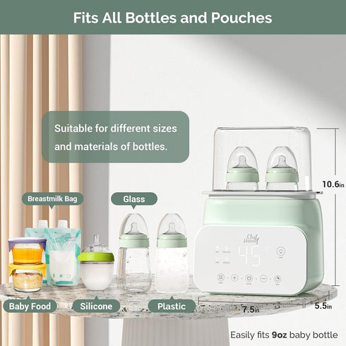 7 1 Baby Bottle Warmer, in Fast Bottle Warmer for Breastmilk, Food Heater&Thaw with Timer, Formula Milk Warmer with LCD