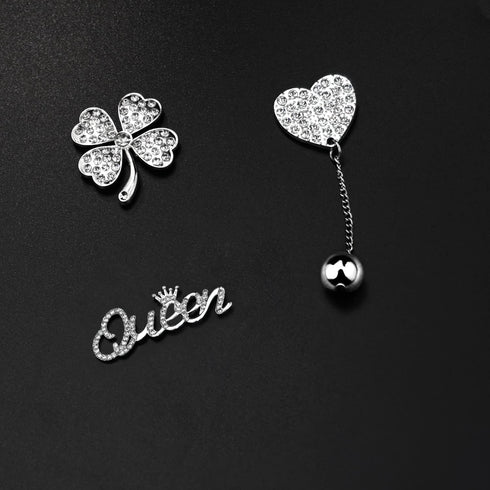 Rhinestone Bling Decoration Charms - Luxury Cute Jewelry Shoe Accessories for Women Girls Gifts (Silver)