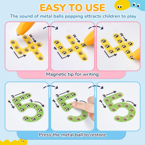 2-in-1 1-20 3-5 JoyCat Double-Sided Magnetic Number Tracing Board - Numbers Writing Toys for Toddlers & Kids, Preschool