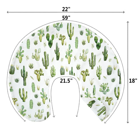 Watercolor Cactus Baby Nursing Pillow Covers for Boy Girl Green Cactus Leaves Nursery Pillowcase for Breastfeeding