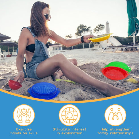 8 Pack (8.75x9.75in) OJYUDD Plastic Sand Sieves for Adults, Multi-Purpose Sand Sifting Pans for Beach, Gardening