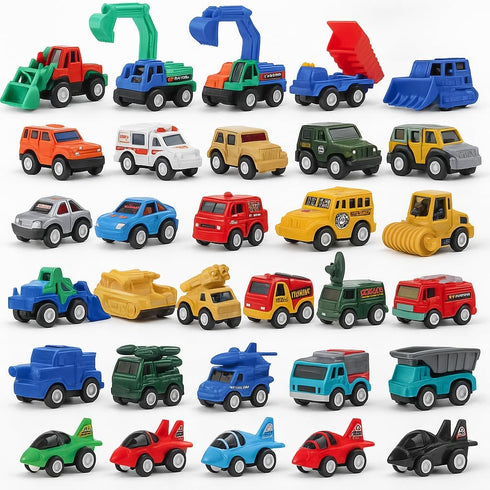 36 Pieces Pull Back Cars and Trucks Toy Set Mini Pocket Vehicles,