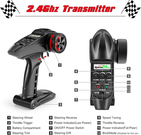 HAIBOXING RC Car Spare Parts Brushless Radio Transmitter, 1/18 & 1/16 & 1/12TH Scale Remote Control Trucks Accessories