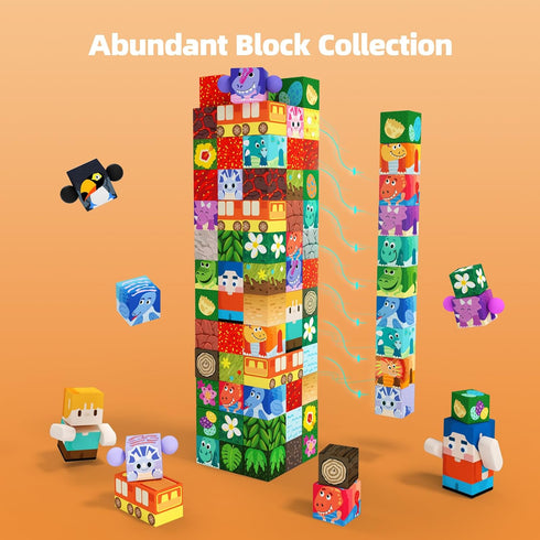 100PCS Set 3-5 5-7 4-8, 3+ GobiDex Magnetic Building Blocks Volcano Dinosaur for Toddler, Sensory STEM Toys for Kids