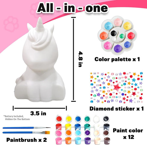 3 4 5 6 7 8 9 10 11 12 13 FUNZBO Paint Your Own Unicorn Lamp Kit - Arts and Crafts Supplies Painting for Kids Teens