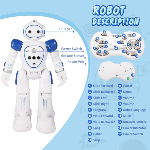 LENGTOUQ Programmable 3 4 5 6 7 8 9 Robots Toy for Kids with Wireless Remote Control and Gesture Sensing, Walking