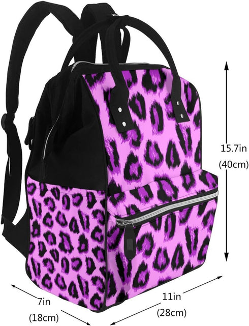 TZTTZT Backpack, Mommy Purple leopard print Diaper Bag Toddler Baby Girl Boy Diaper Bag for Mom Dad, Bags Travel Baby