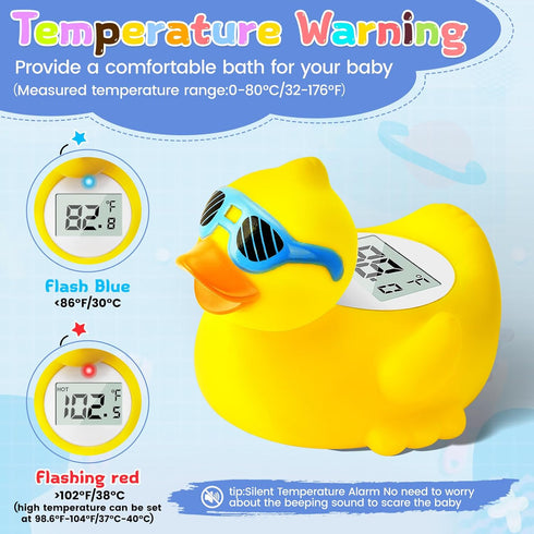 Duck Baby Bath Thermometer - Newborn Safety Floating Toy for Room and Bath Temperature