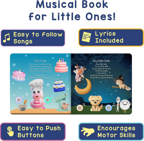13 28-Button 1-3 LEARNING BUGS Bedtime Songs Timeless Lullabies for Little Ones, Musical Books for Toddlers, Music
