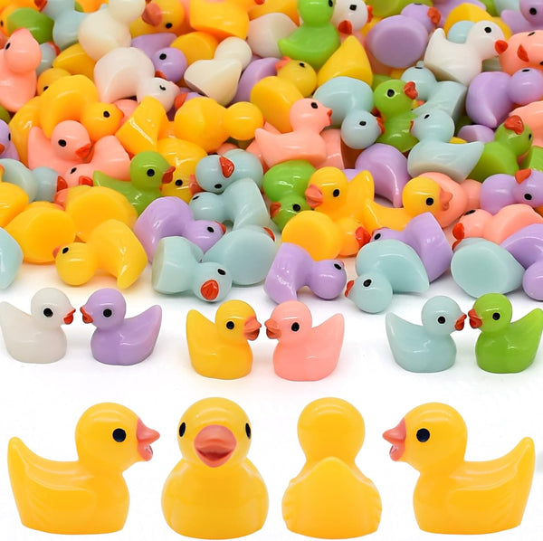 70 Pcs Mini Resin Ducks - Tiny Ducks Miniature Ornaments for Slime, Dollhouse, Garden Decoration (Mixed Duck)