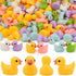 70 Pcs Mini Resin Ducks - Tiny Ducks Miniature Ornaments for Slime, Dollhouse, Garden Decoration (Mixed Duck)
