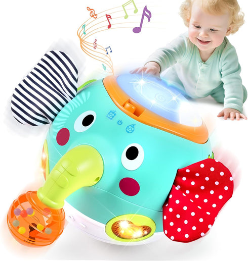 Crawling Toys - Baby Toys 6-12 Months, Elephant Musical Toy with Lights