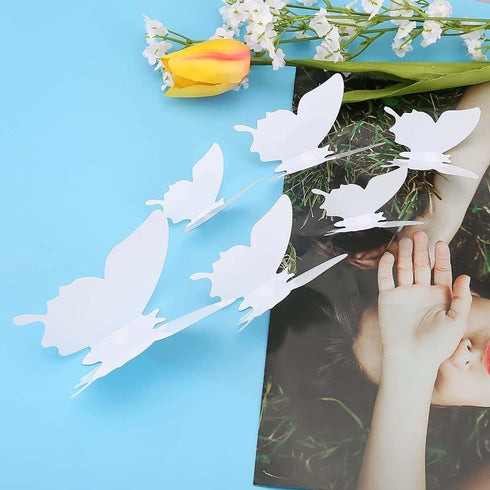 24pcs 3D Butterfly Removable Mural Stickers - Wall Stickers Decal for Home and Room Decoration (White-24pcs)