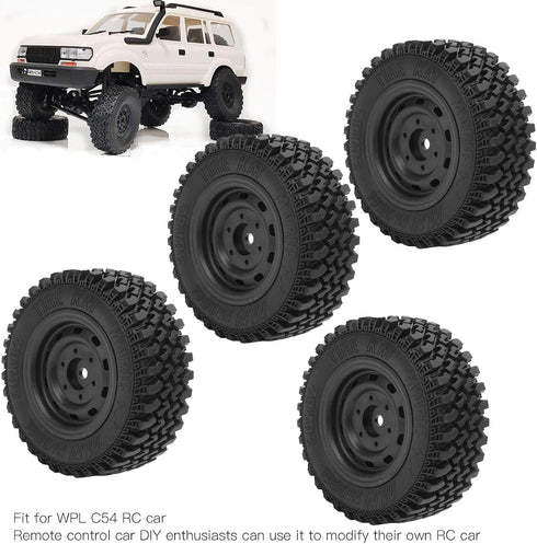 RC Tire, 4pcs Professional Plastic Rubber Tire Upgrade Parts Compatible with WPL C54 RC Car