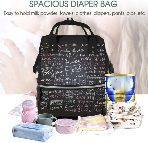 HCBPWVQA Backpack Daypacks Backpack Mommy Math Backdrop Diaper Bag with Changing Pad and Pacifier Holder, Multifunction