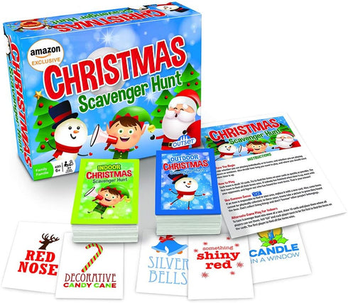 Outset Media Christmas Scavenger Hunt Game - 220 Cards, Christmas Themed Party Game for 2+ Players Ages 6+