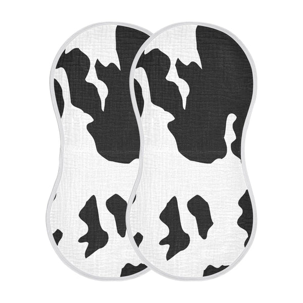 WELLDAY Muslin Baby Burp Cloths Set of 1, Soft Absorbent Animal Cow Print