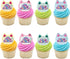 Terasilian 24Pcs Cat Theme Cupcake Toppers Cartoon Cat Dollhouse Party Decorations Cartoon Cupcake