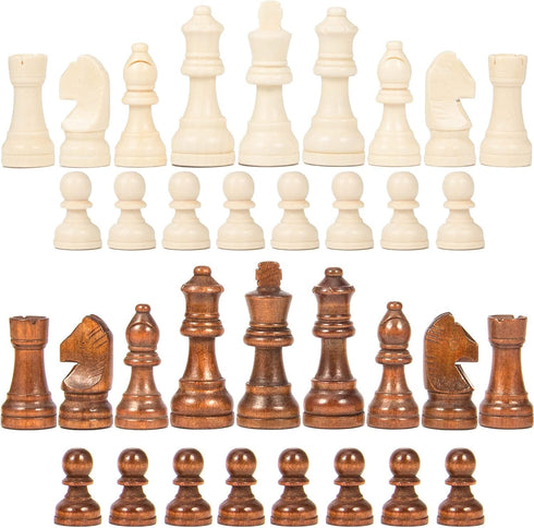 AMEROUS Wooden Chess Pieces Only with 2 Extra Queens / 3.0 Inch King / Storage Bag / Chess Instructions / Chessmen for Chess Borad / Replacement of Missing Pieces (NO Board)